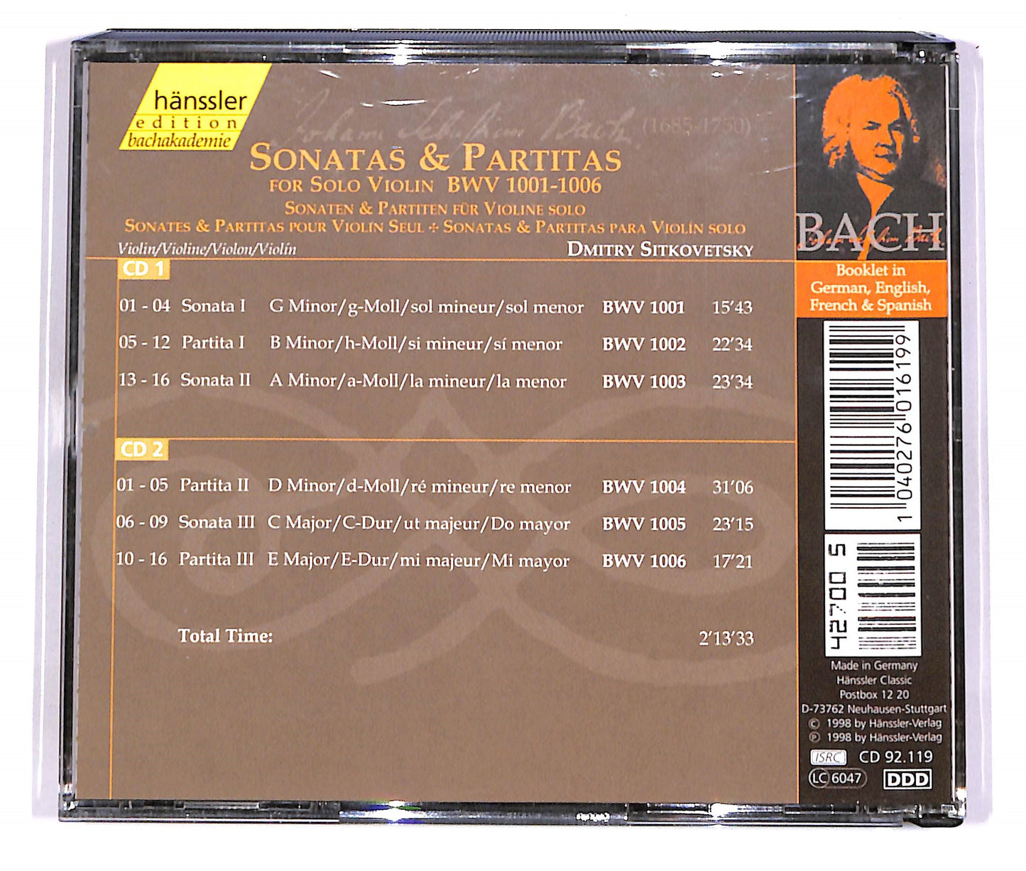 EBOND Sonaten & Partiten Fur Violine Solo - BWV 1001-1006 (2 dischi) CD CD057311