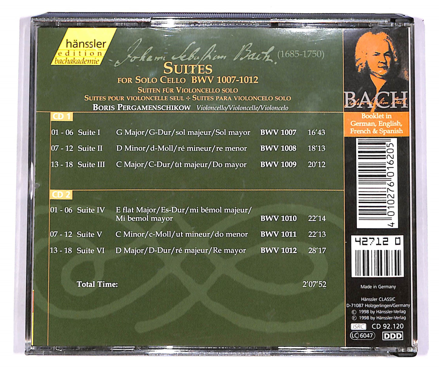 EBOND Suiten Fur Violoncello Solo - BWV 1007-1012 (2 dischi) CD CD057312