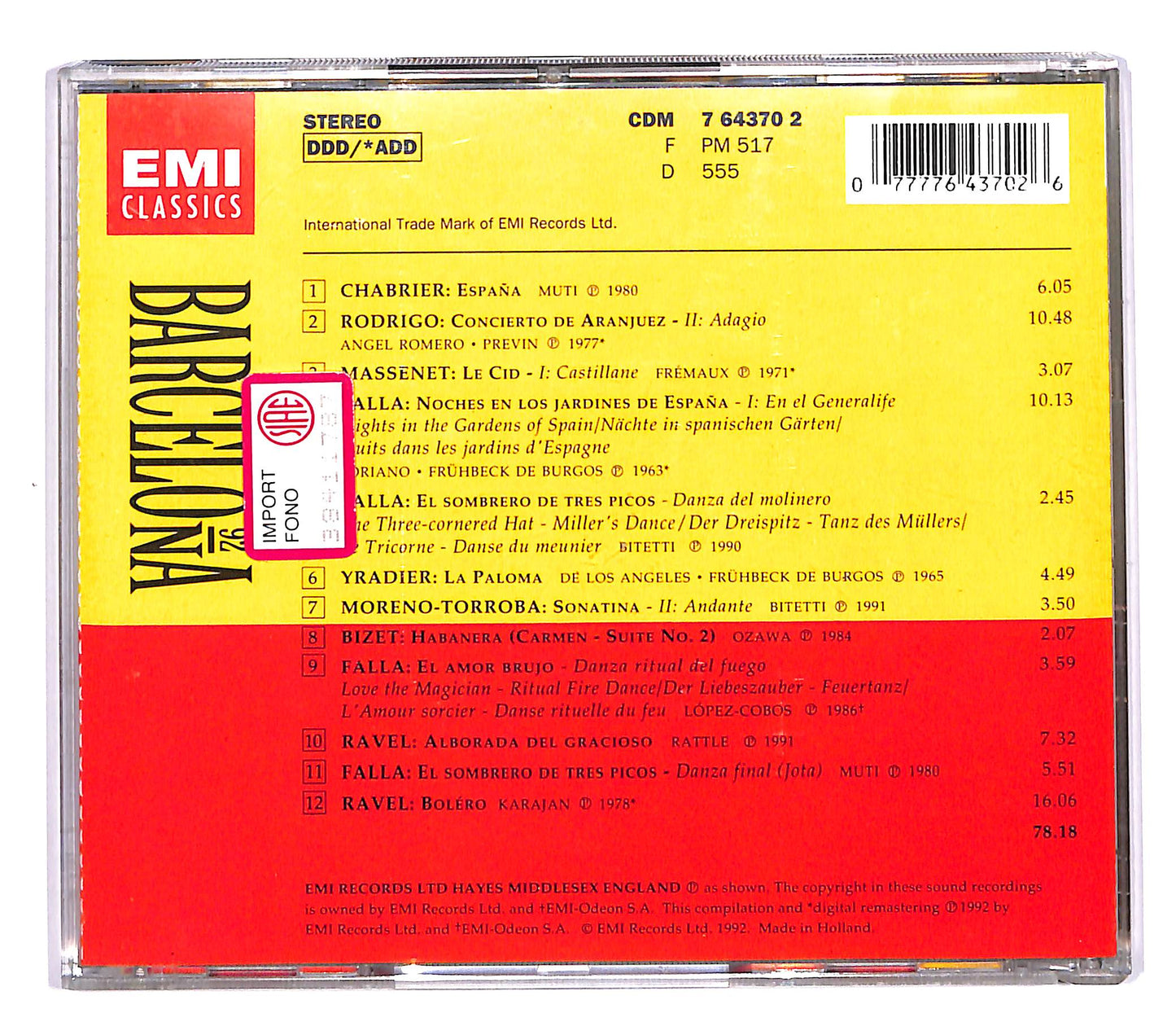 EBOND Various - Barcelona '92 CD CD058043
