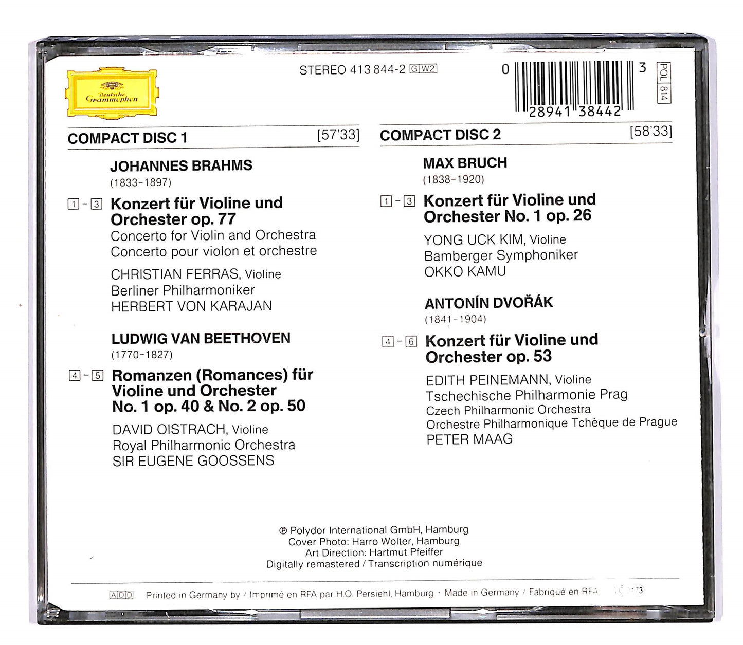 EBOND Brahms Bruch Dvorak - Violinkonzerte U. A (2 dischi) CD CD058208