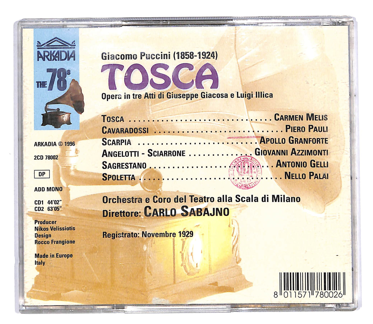 EBOND Giacomo Puccini - Tosca teatro alla scala C Sabajno CD CD058531