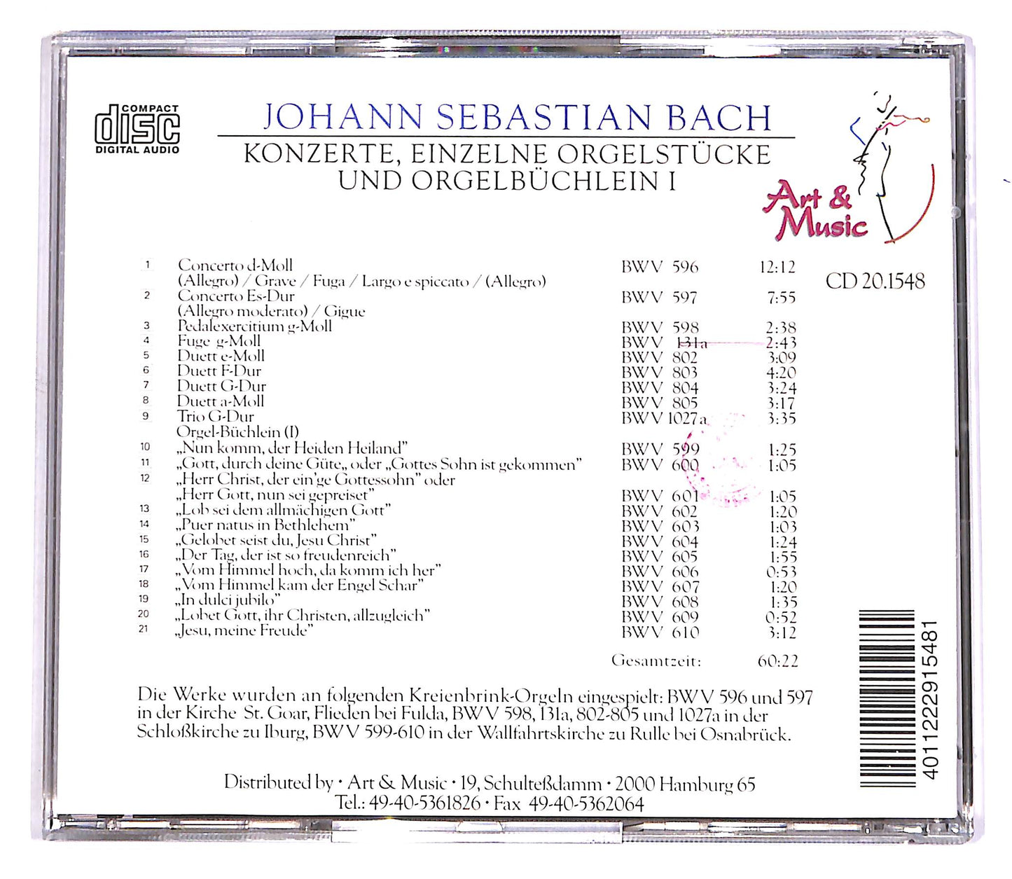 EBOND J.S. Bach - Konzerte, Einzelne Orgelstucke Und Orgelbuchlein I CD CD058625