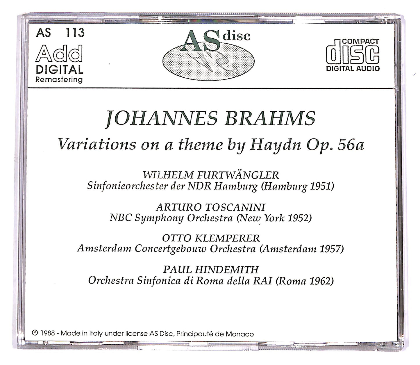 EBOND Brahms - Variations On A Theme By Haydn EDITORIALE CD CD058631
