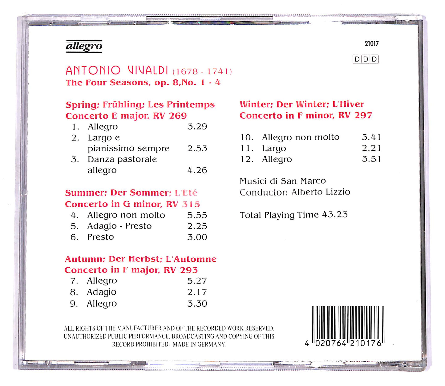 EBOND Antonio Vivaldi - The Four Seasons CD CD058654