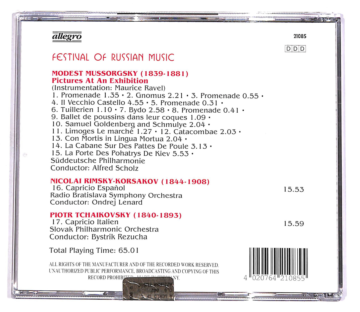 EBOND Festival Of Russian Music - Mussorgsky, Tchaikovsky, Korsakov CD CD058656