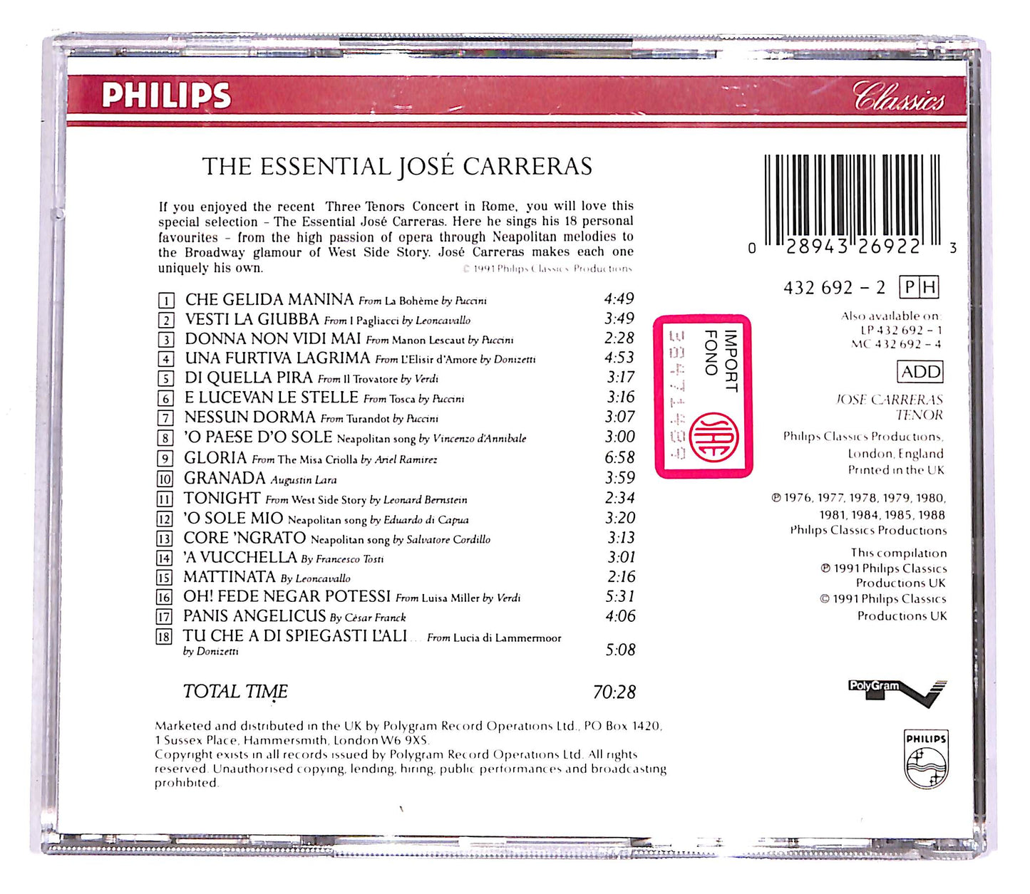 EBOND Jose Carreras - The Essential Jose Carreras CD CD058749
