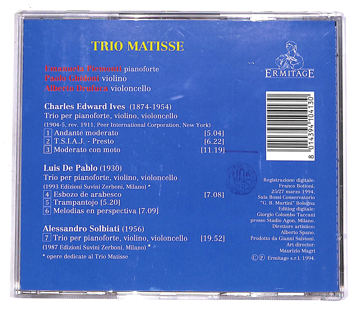 EBOND Trio Matisse - Klaviertrios Ives - Pablo - Solbiati CD CD058902