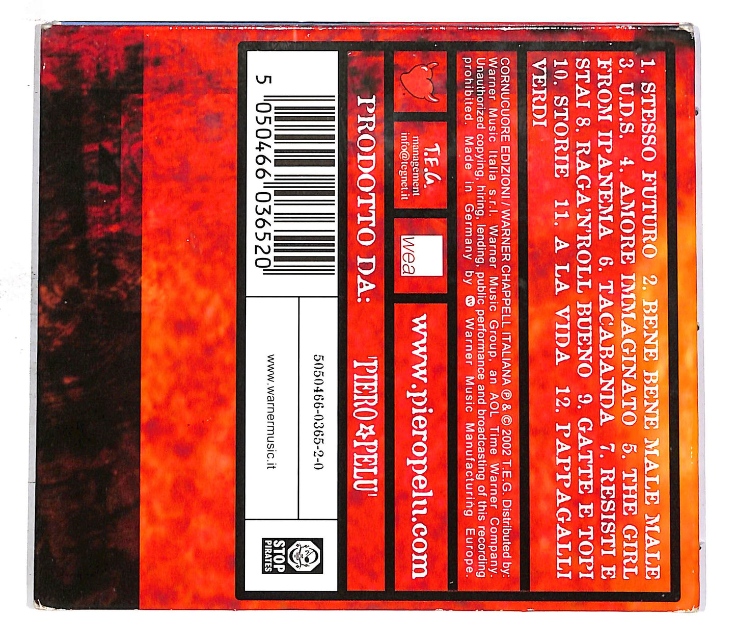 EBOND Piero Pelu - U.D.S. L'Uomo Della Strada CD CD059054