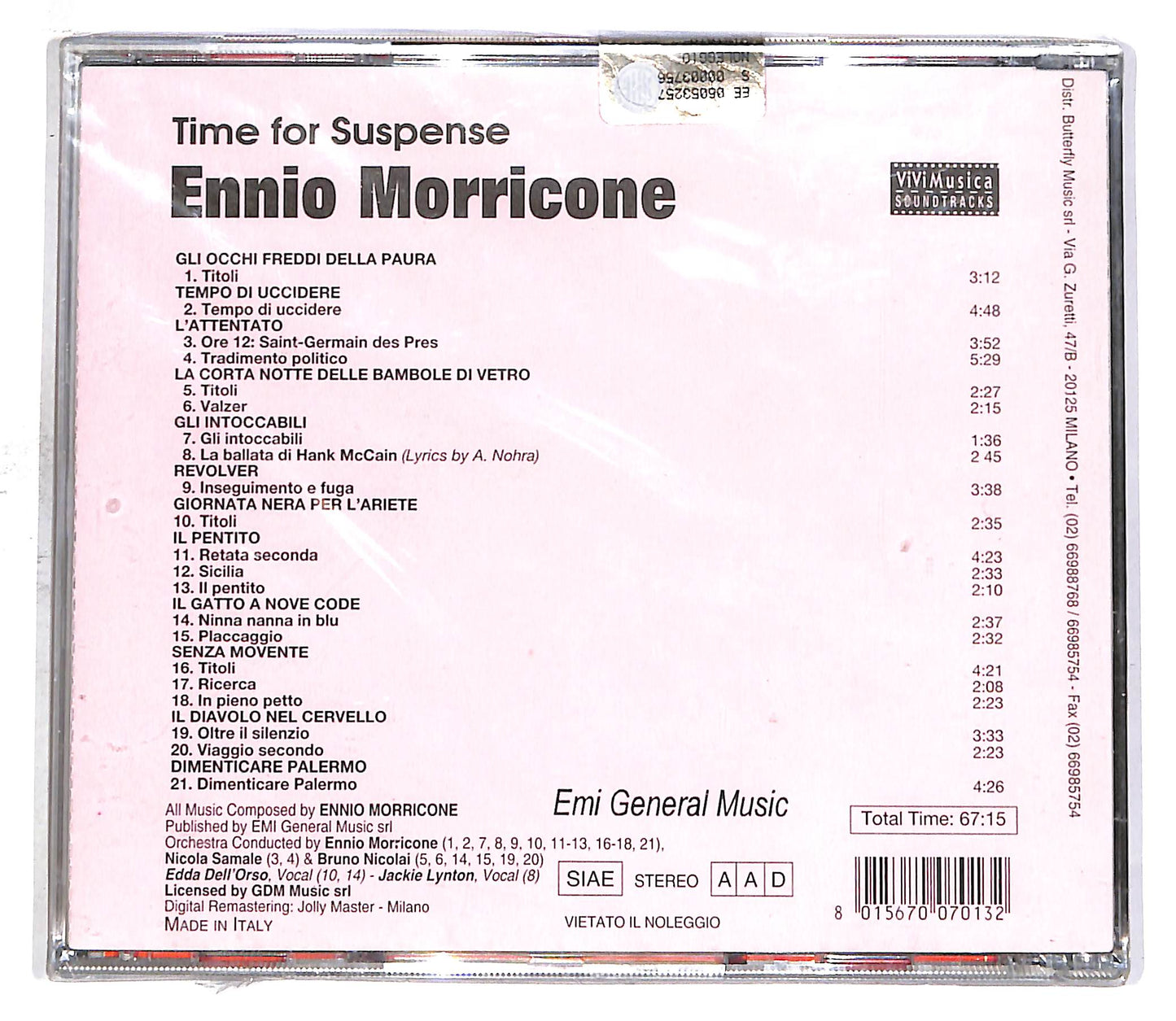 EBOND Ennio Morricone - Time For Suspense (Original Soundtracks) CD CD059117