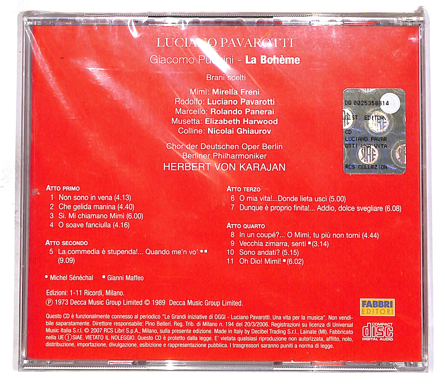 EBOND Luciano Pavarotti - La Boheme - Brani Scelti EDITORIALE CD CD059645