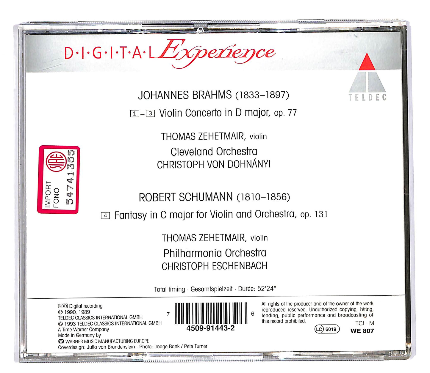 EBOND Brahms Schumann - violin Concerto Fantasy for Violin CD CD059939