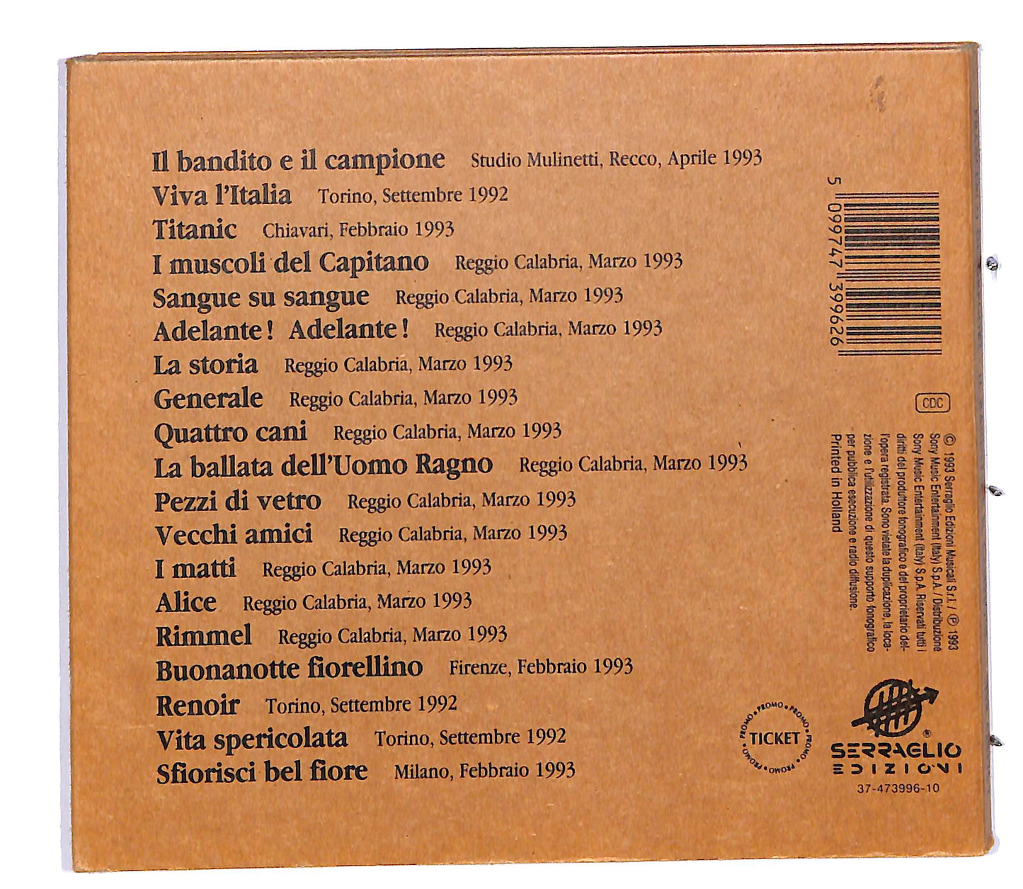 EBOND Francesco De Gregori - Il Bandito E Il Campione CD CD060020