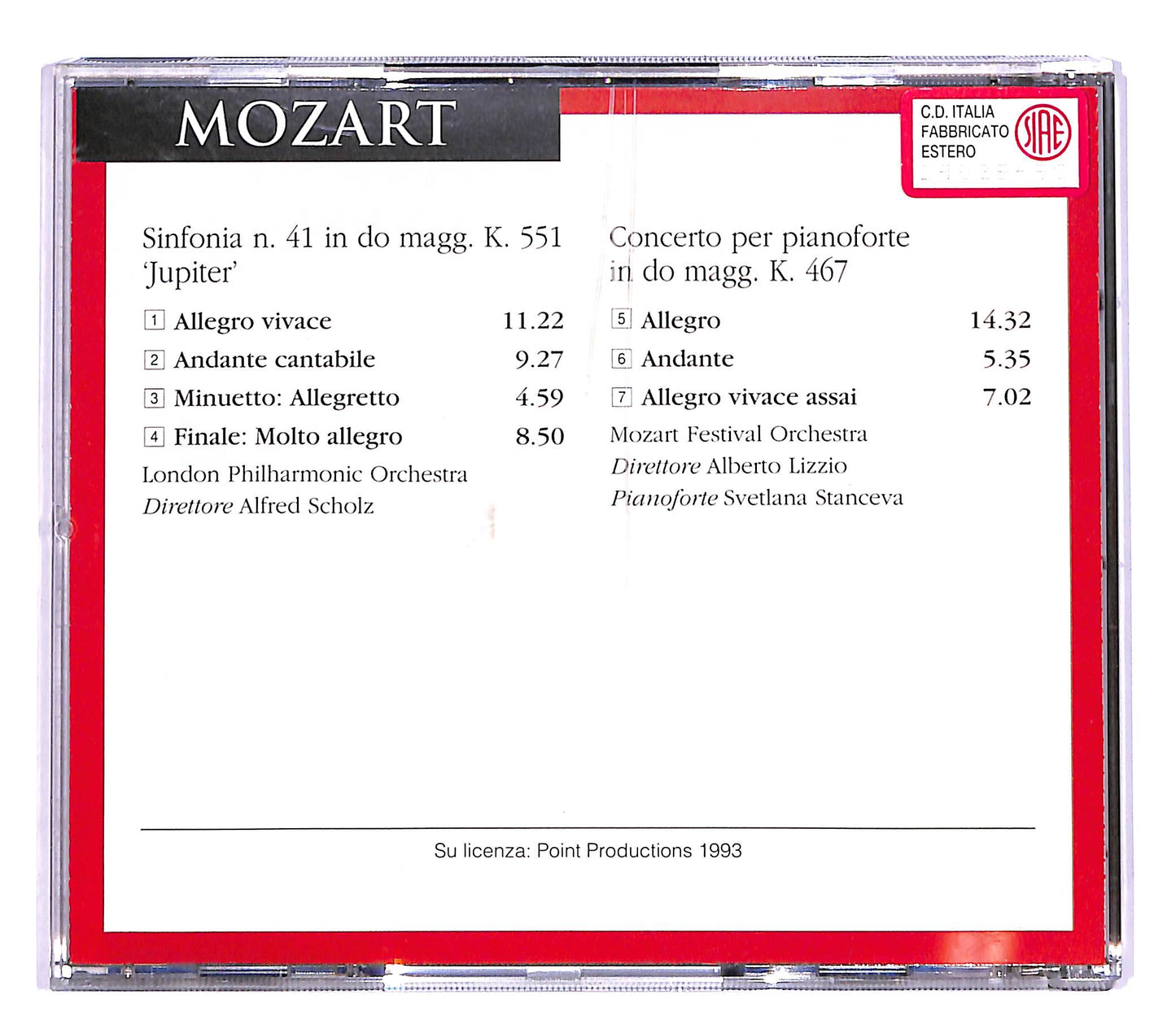 EBOND Mozart - Sinfonia N. 41 K. 551 'Jupiter EDITORIALE CD CD060133