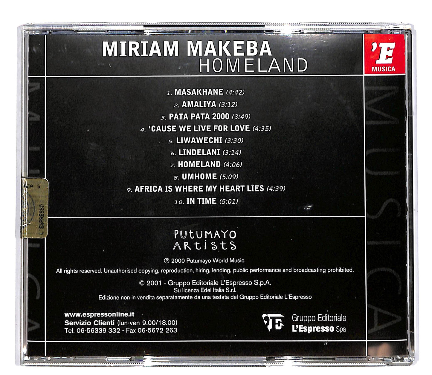 EBOND Miriam Makeba - Homeland EDITORIALE CD CD060315