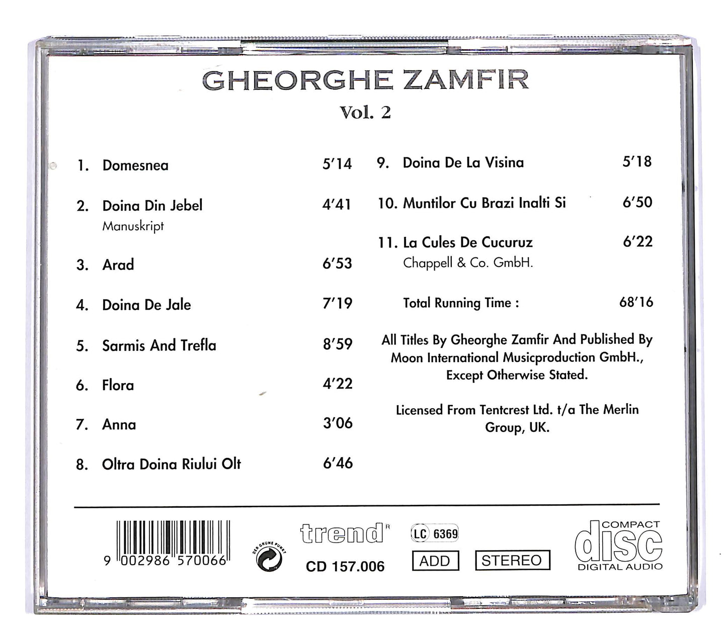 EBOND Gheorghe Zamfir - Gheorghe Zamfir Vol. 2 CD CD060358