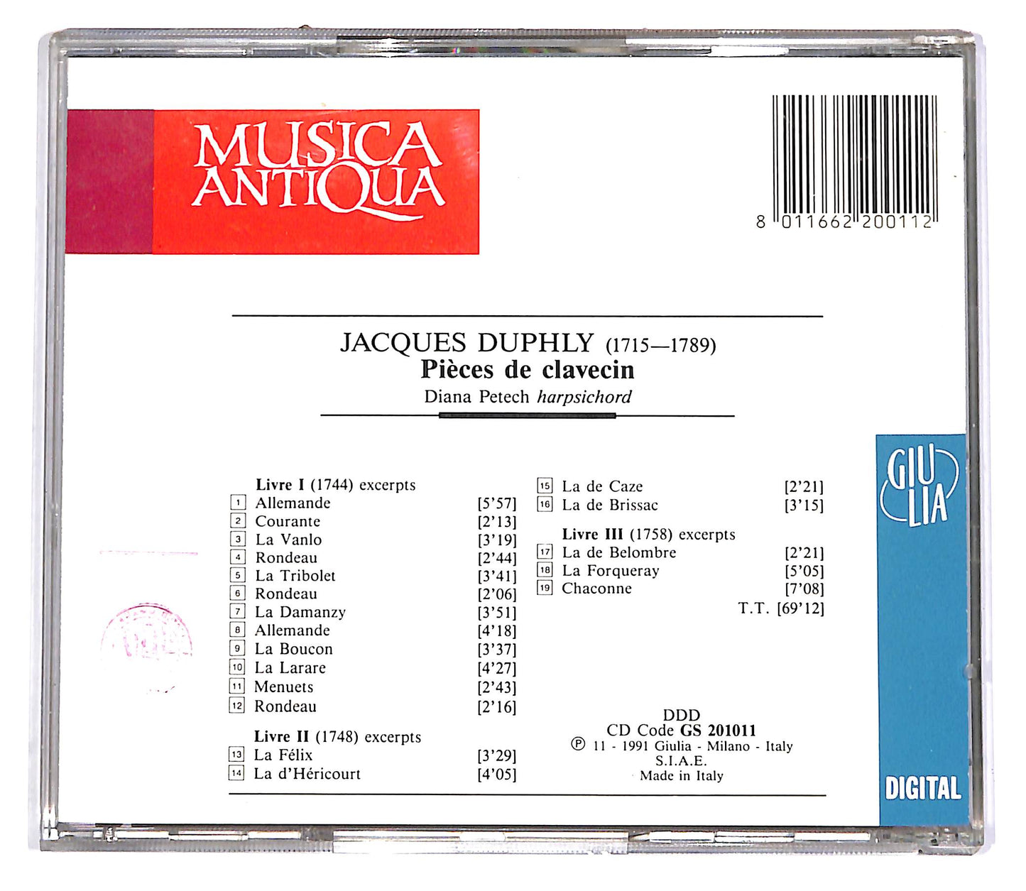 EBOND Duphly, Diana Petech - Pieces De Clavecin CD CD060653