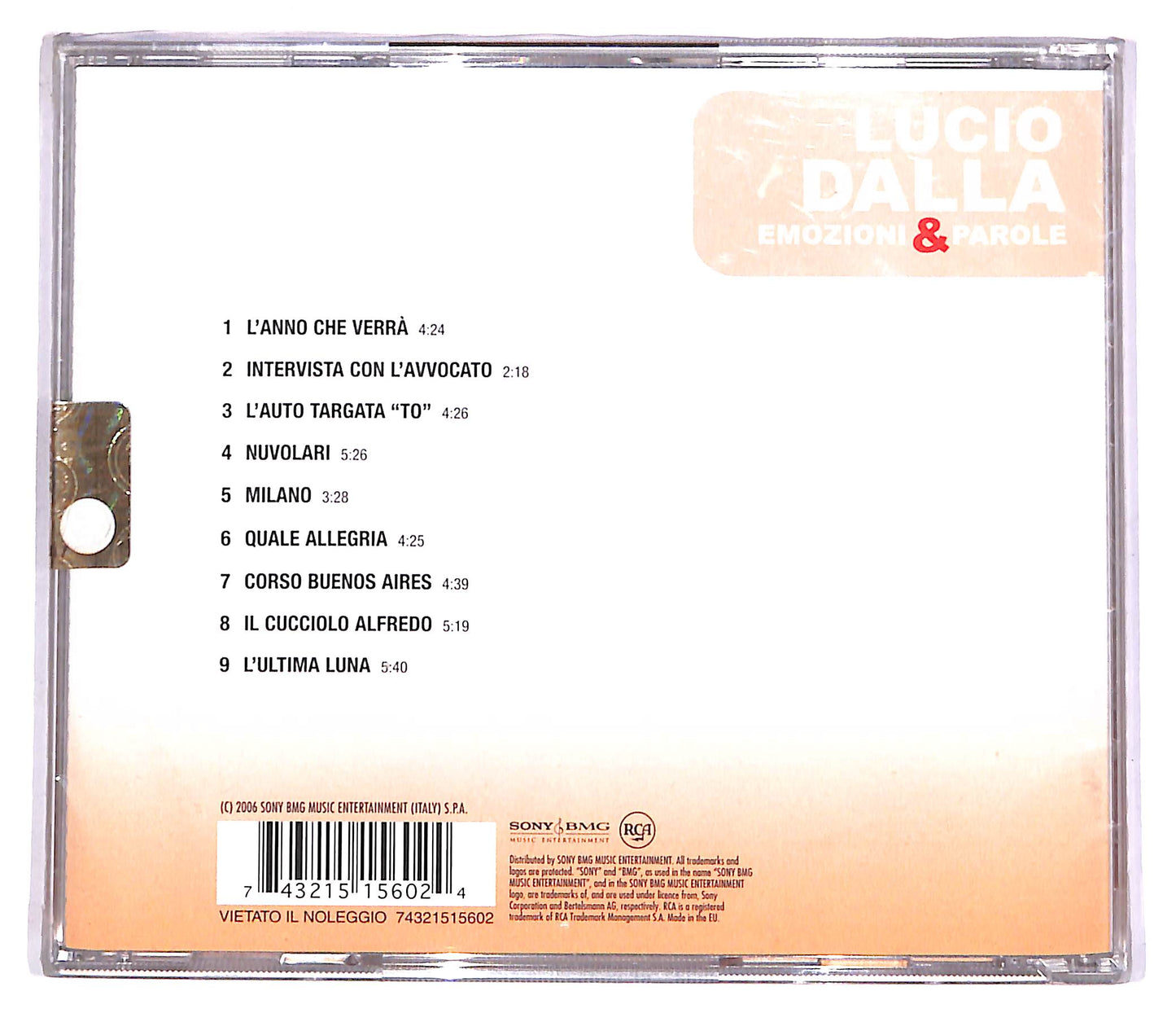 EBOND Lucio Dalla - Emozioni & Parole CD CD061124
