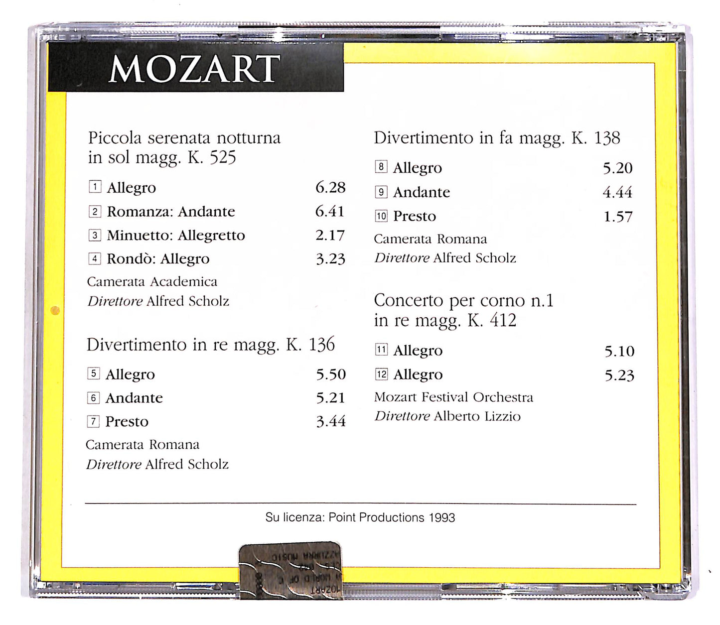 EBOND Piccola Serenata K.525, K. 136, K. 138 e N.1 K.412 EDITORIALE CD CD061231