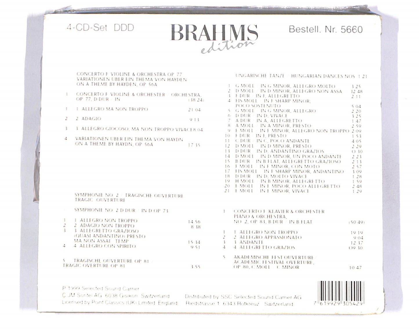 EBOND Johannes Brahms - Brahms Edition (4 dischi) CD CD061354