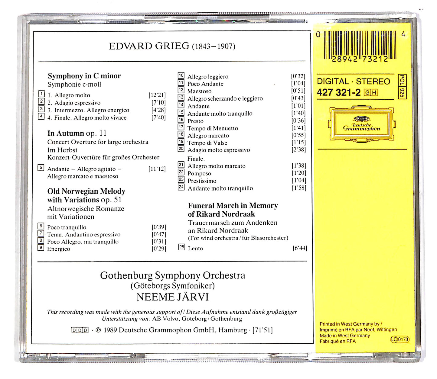EBOND Grieg - Symphonie, Altnorwegische Romanze U.A. CD CD061710