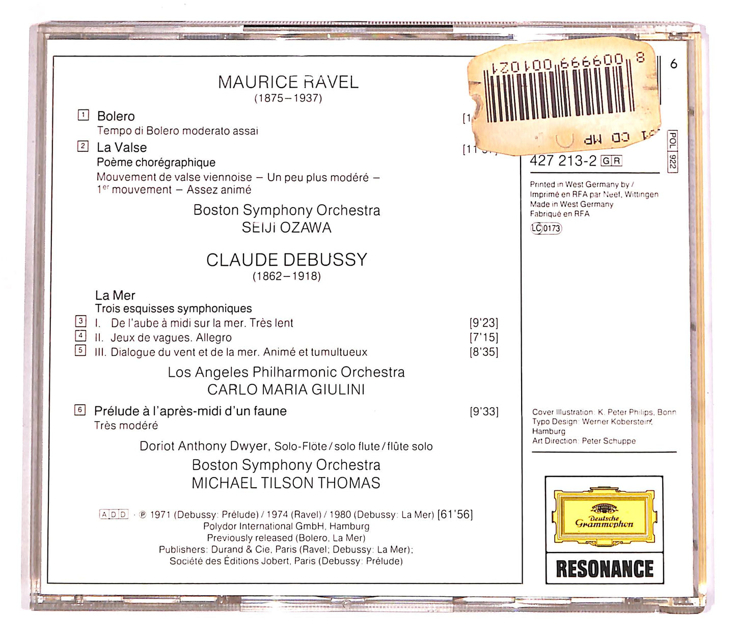 EBOND Ravel - Bolero - La Valse - Debussy - La Mer - Ozawa - Giulini CD CD062739