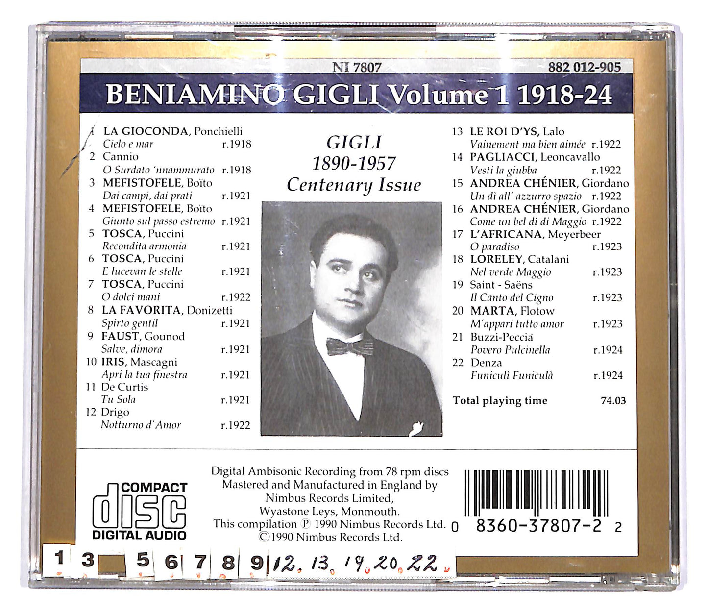 EBOND Beniamino Gigli - Volume 1 - 1918 - 1924 CD CD062909