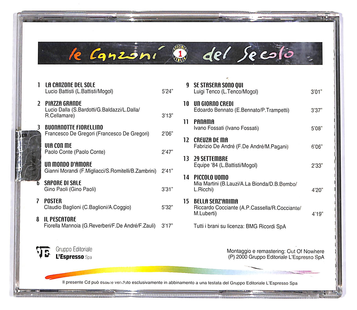 EBOND Various - Le Canzoni Del Secolo - Speciale Italia 1 EDITORIALE CD CD062921