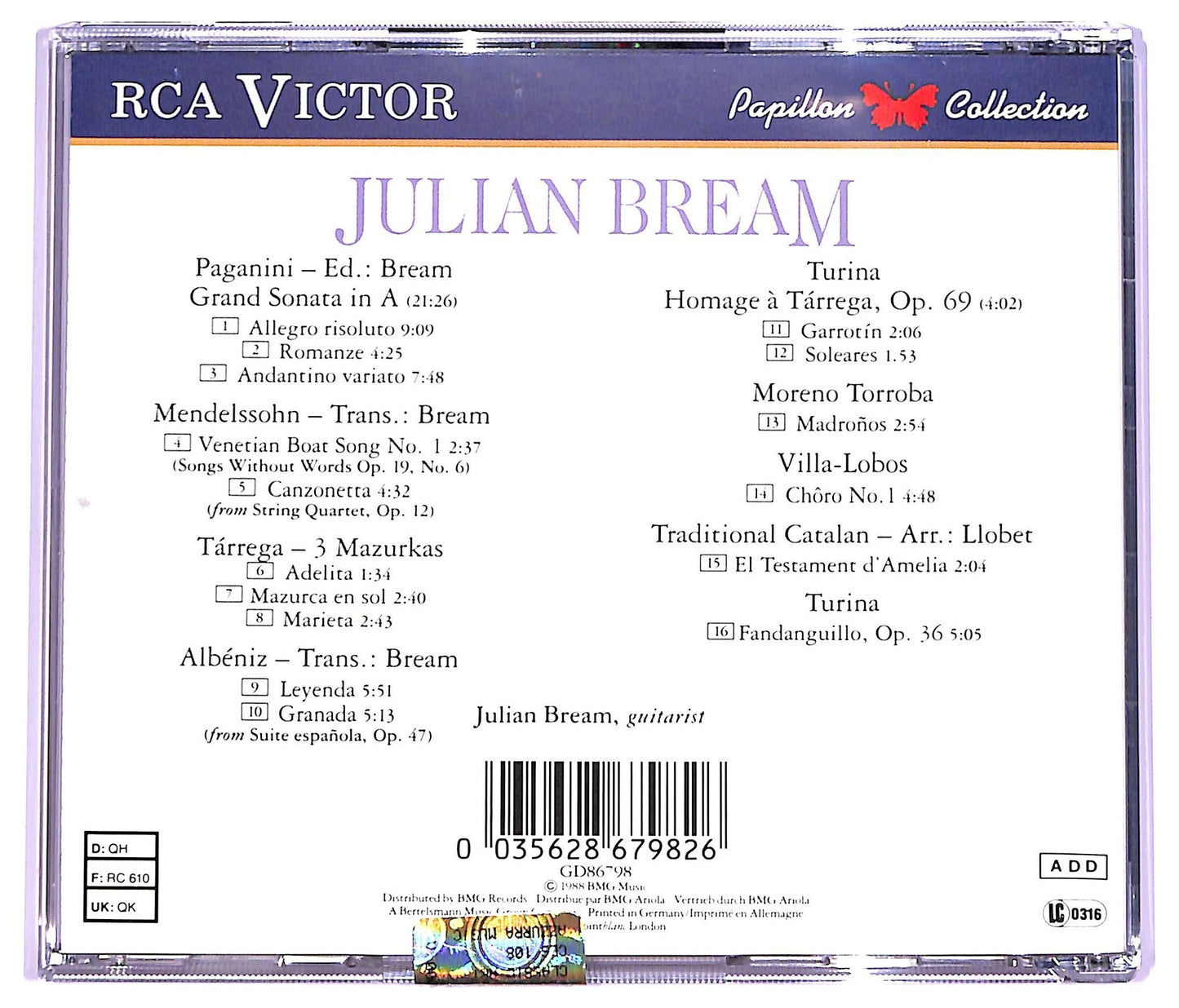 EBOND Julian Bream - Romantic Guitar COMPILATION JEWEL CASE CD CD063356