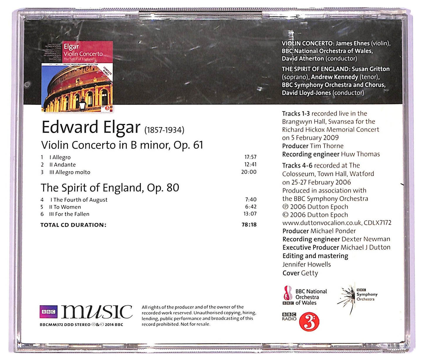EBOND Elgar - Violin Concerto The Spirit Of England ALBUM EDITORIALE JEWEL CASE CD CD063416