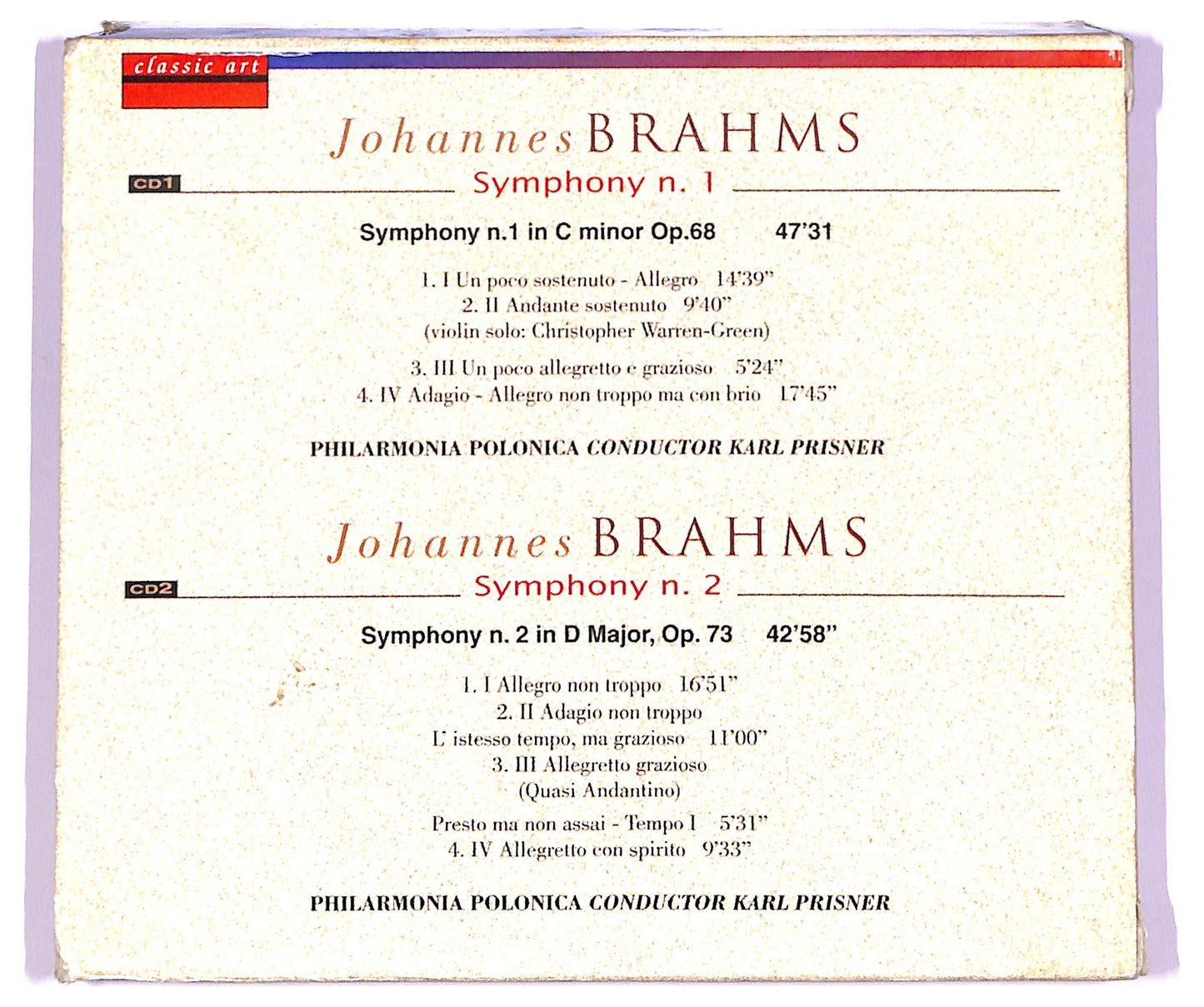 EBOND Johannes Brahms - Symphony N. 1 N. 2 ALBUM COFANETTO CD CD063426