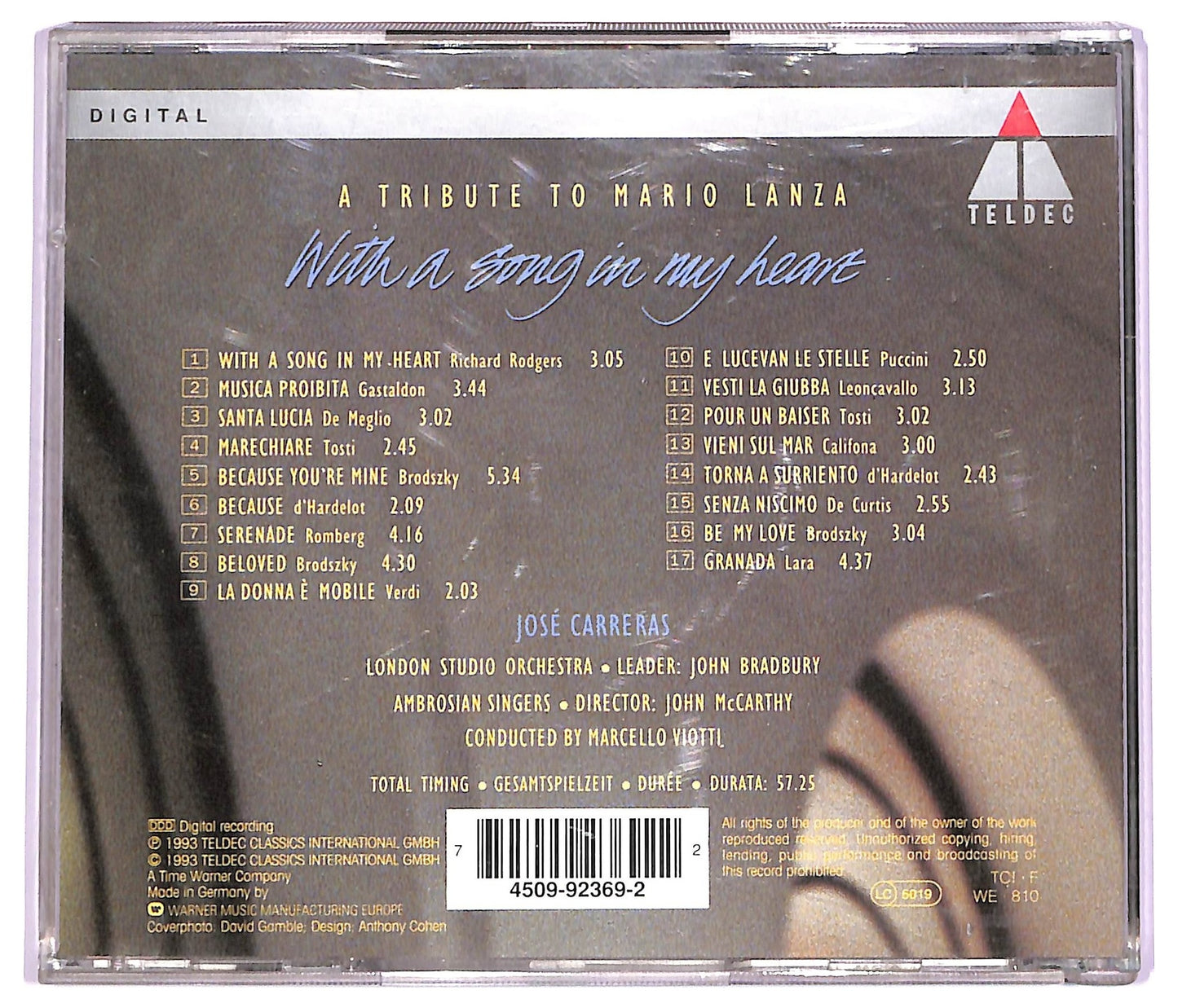 EBOND Jose Carreras - With A Song In My Heart (A Tribute To Mario Lanza) CD CD063507