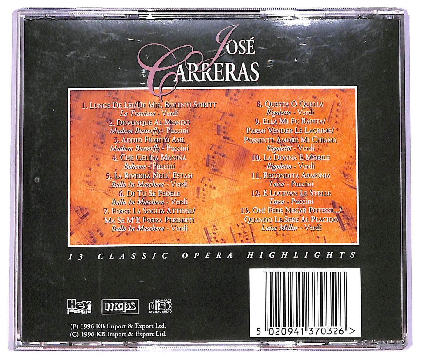 EBOND Jose Carreras - 13 Classic Opera Highlights CD CD063525