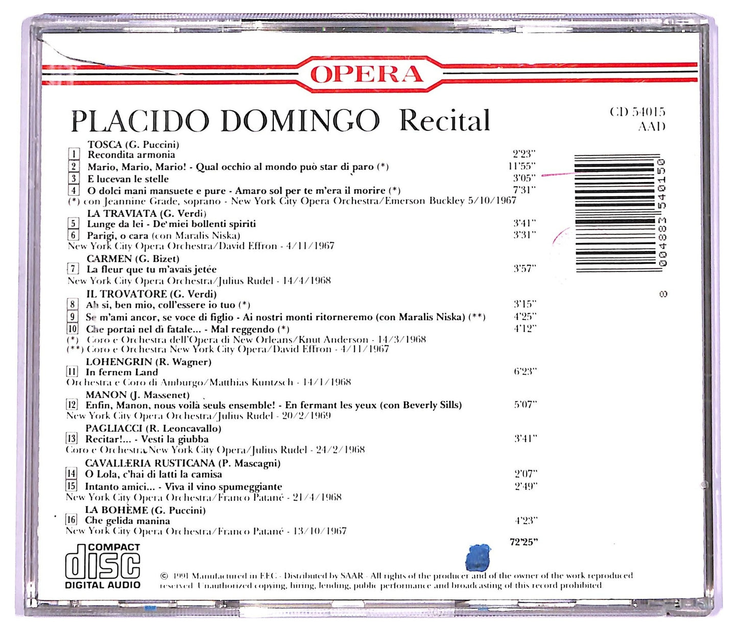 EBOND Placido Domingo - Recital - Recondita Armonia CD CD063527