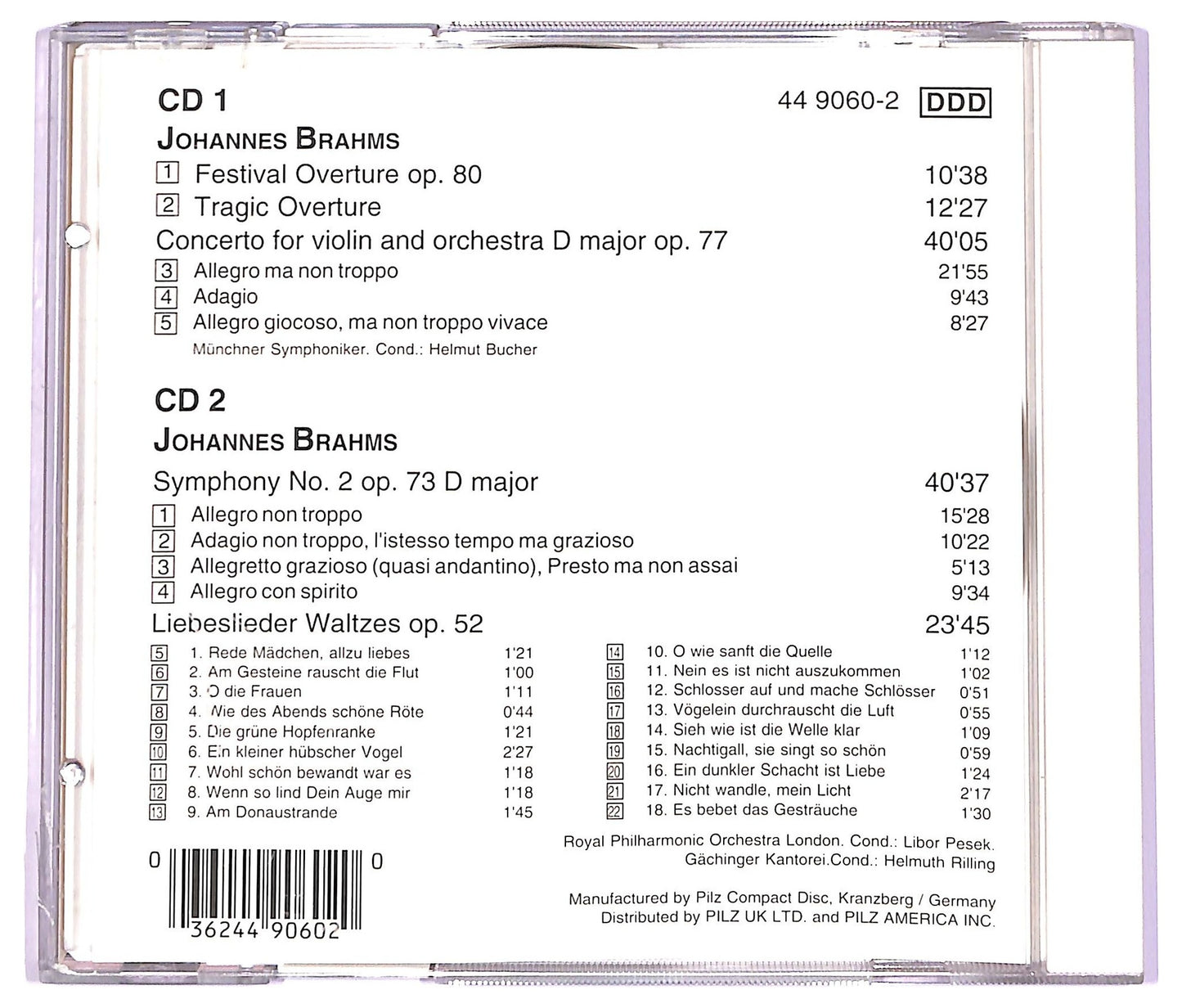 EBOND Johannes Brahms - Festival Overture Tragic Overture Liebeslieder Waltzes CD CD063820