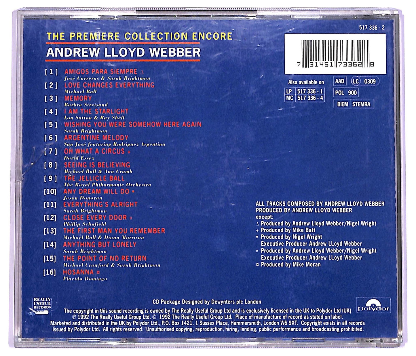 EBOND Andrew Lloyd Webber - The Premiere Collection Encore CD CD063912