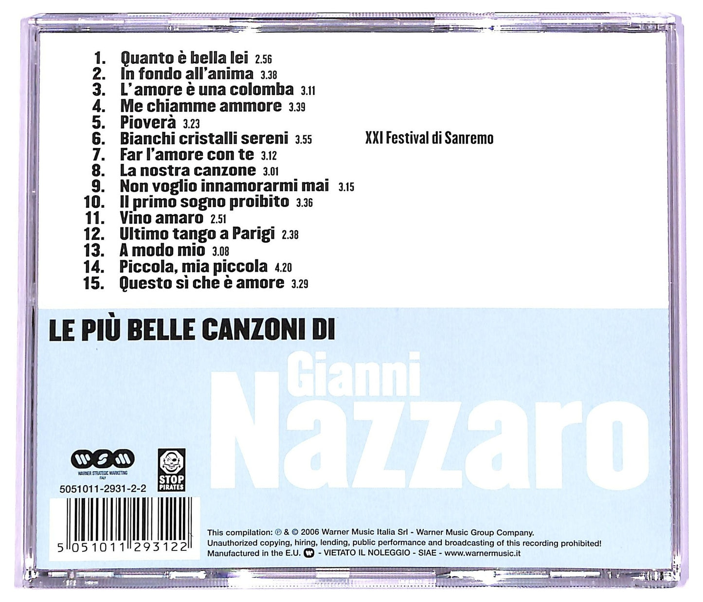 EBOND Gianni Nazzaro - Le Piu Belle Canzoni Di Gianni Nazzaro CD CD063959
