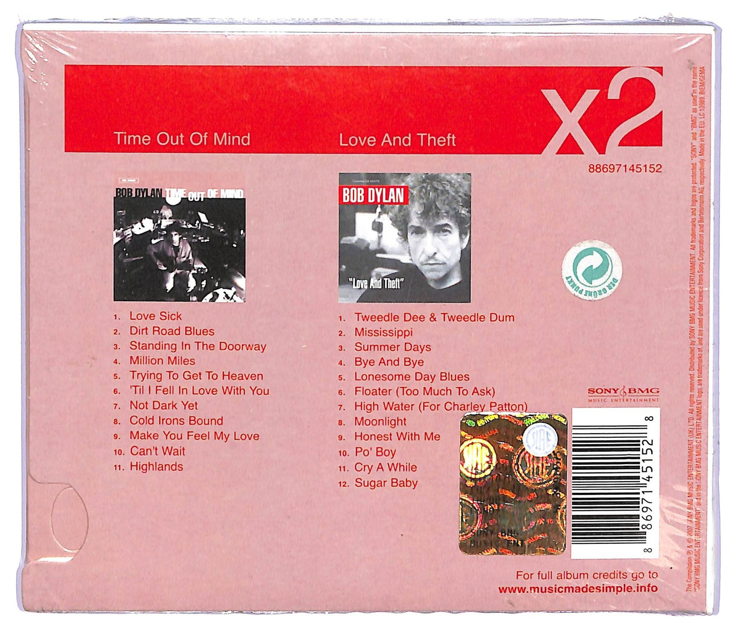 EBOND Bob Dylan - Time Out Of Mind Love And Theft CD CD064838