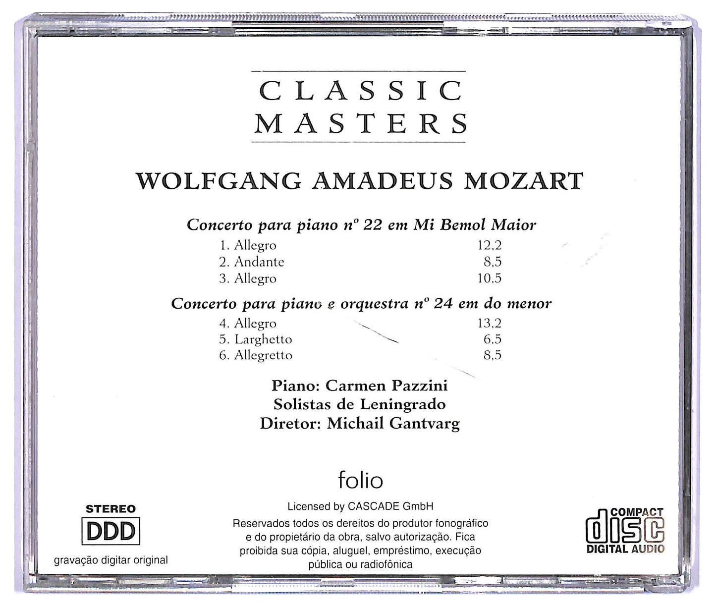EBOND Amadeus Mozart - Concerto Para Piano N° 22 Em Mi Bemol Maior CD CD064847