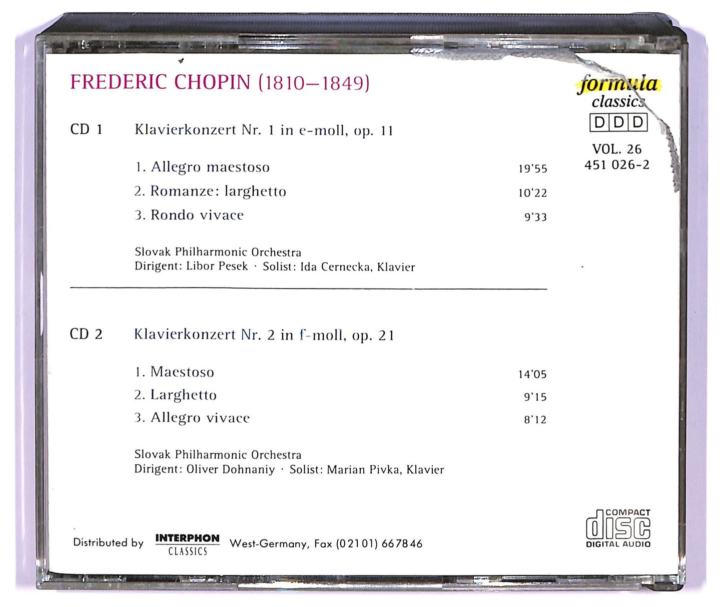 EBOND Frederic Chopin - Piano Concertos (2 cd) ALBUM EDITORIALE BOX CD065033