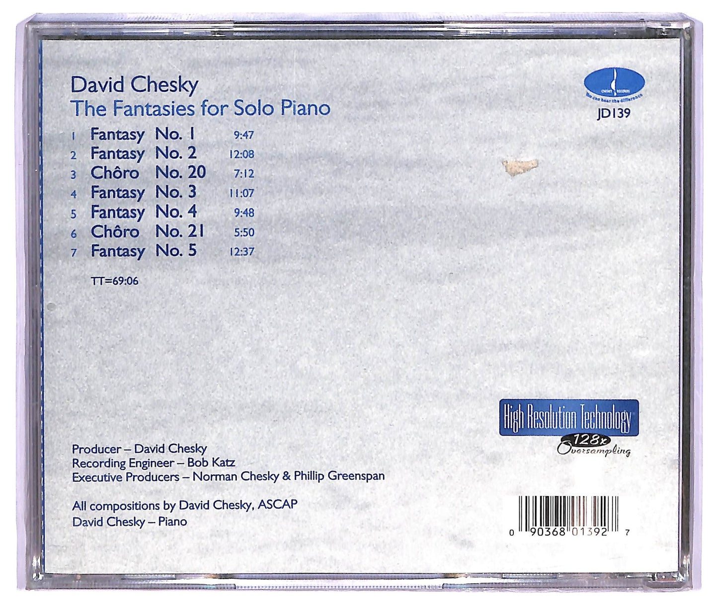 EBOND David Chesky - The Fantasies For Solo Piano ALBUM JEWEL CASE CD CD065047