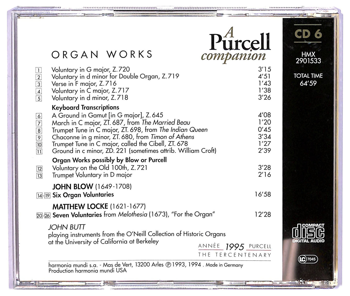 EBOND Purcell - Organ Works Organ vol.6 CD CD065232