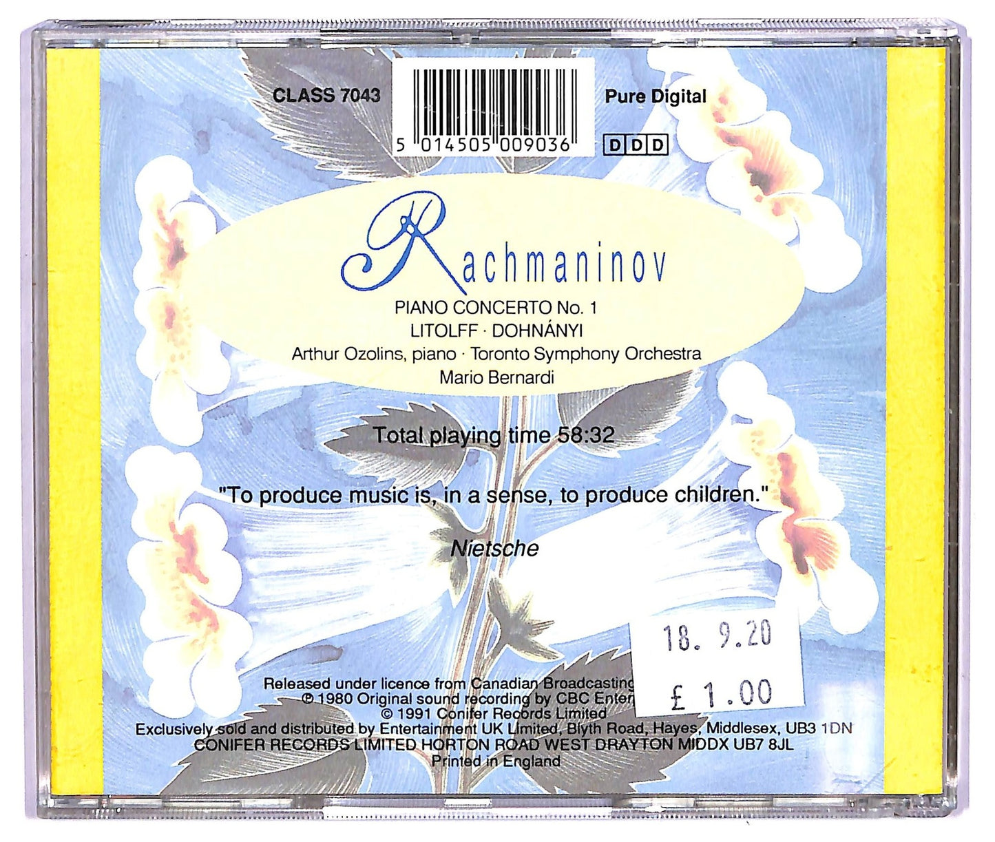 EBOND Rachmaninov Litolff Dohnanyi - Piano Concerto No. 1 CD CD065240