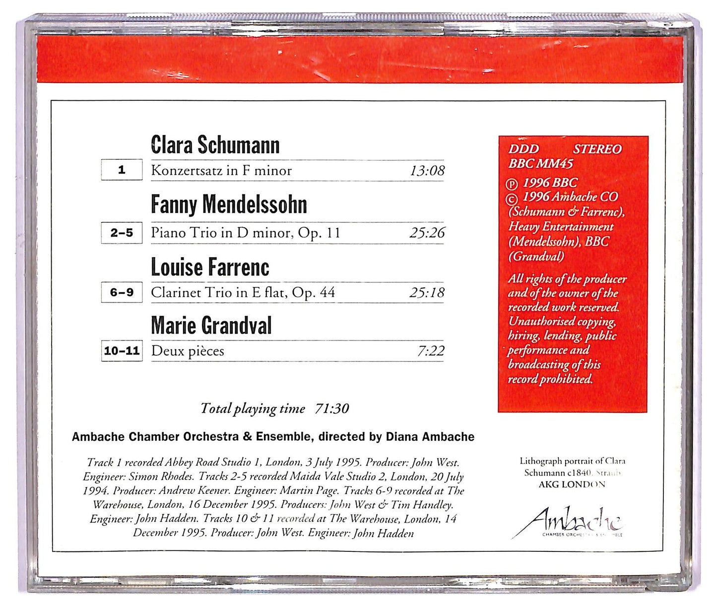 EBOND Clara Schumann Fanny Mendelssohn - Konzertsatz In F Minor Piano Trio In D Minor, Op. 11 CD CD065523