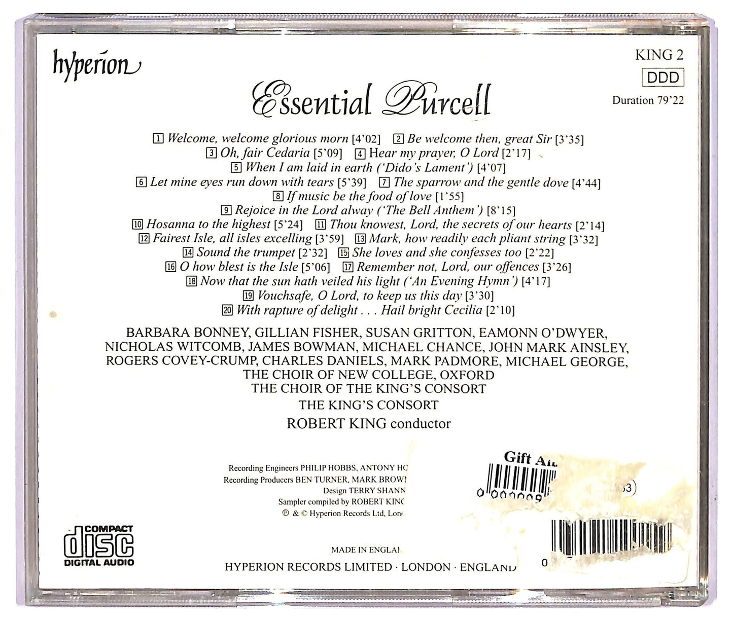 EBOND Purcell The King's Consort Robert King - Essential Purcell CD CD065549