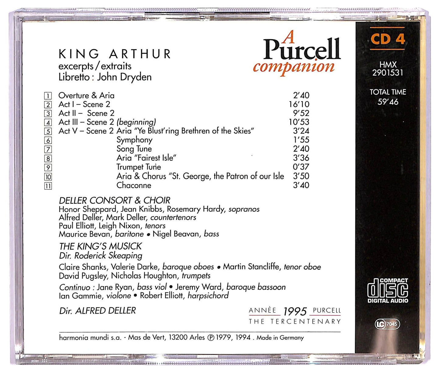 EBOND Purcell - King Arthur (Excerpts / Extraits) CD CD065550