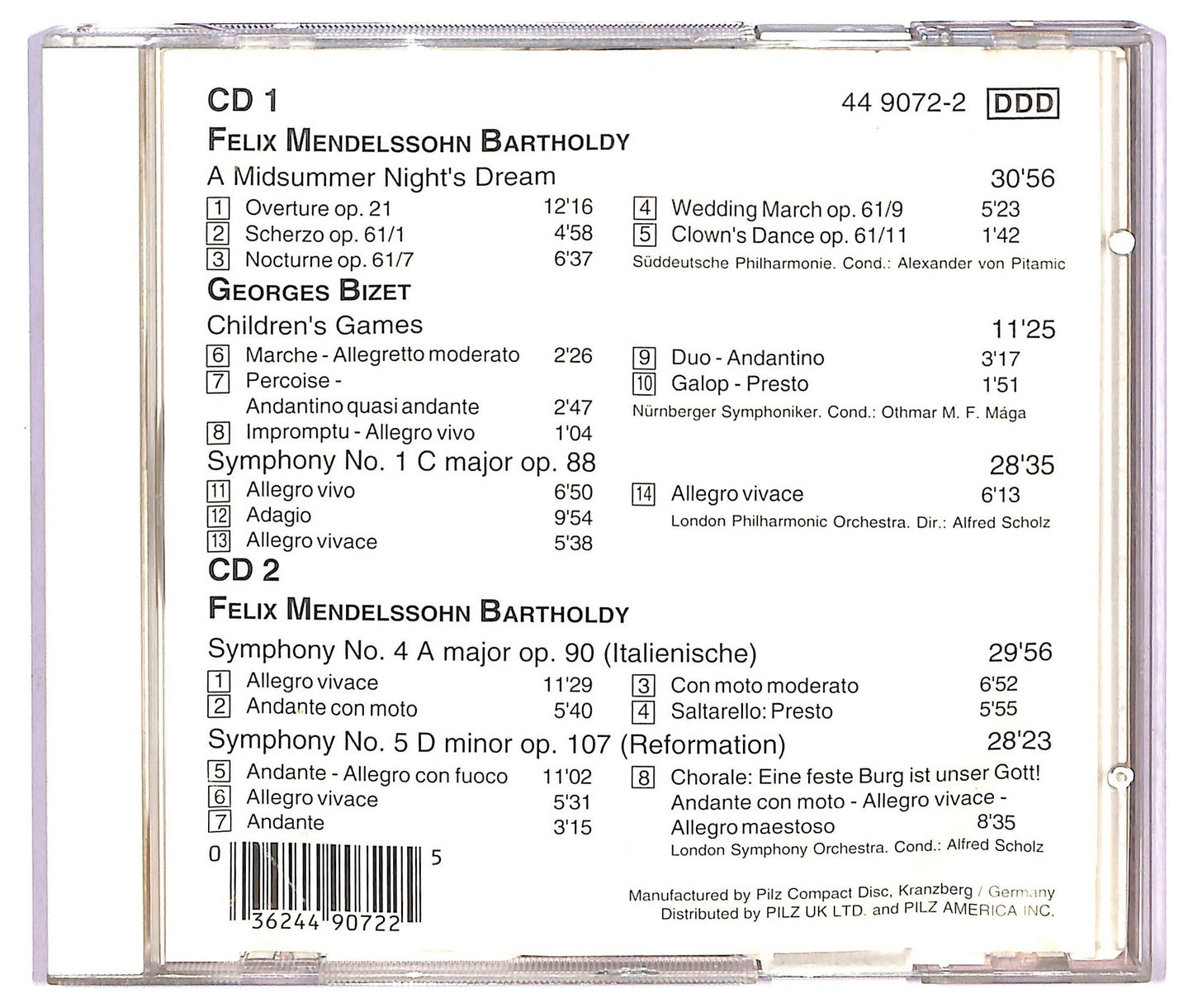 EBOND F. Mendelssohn Bartholdy - A Midsummer Night's Dream, Symphonies No. 4 & 5 CD CD065551