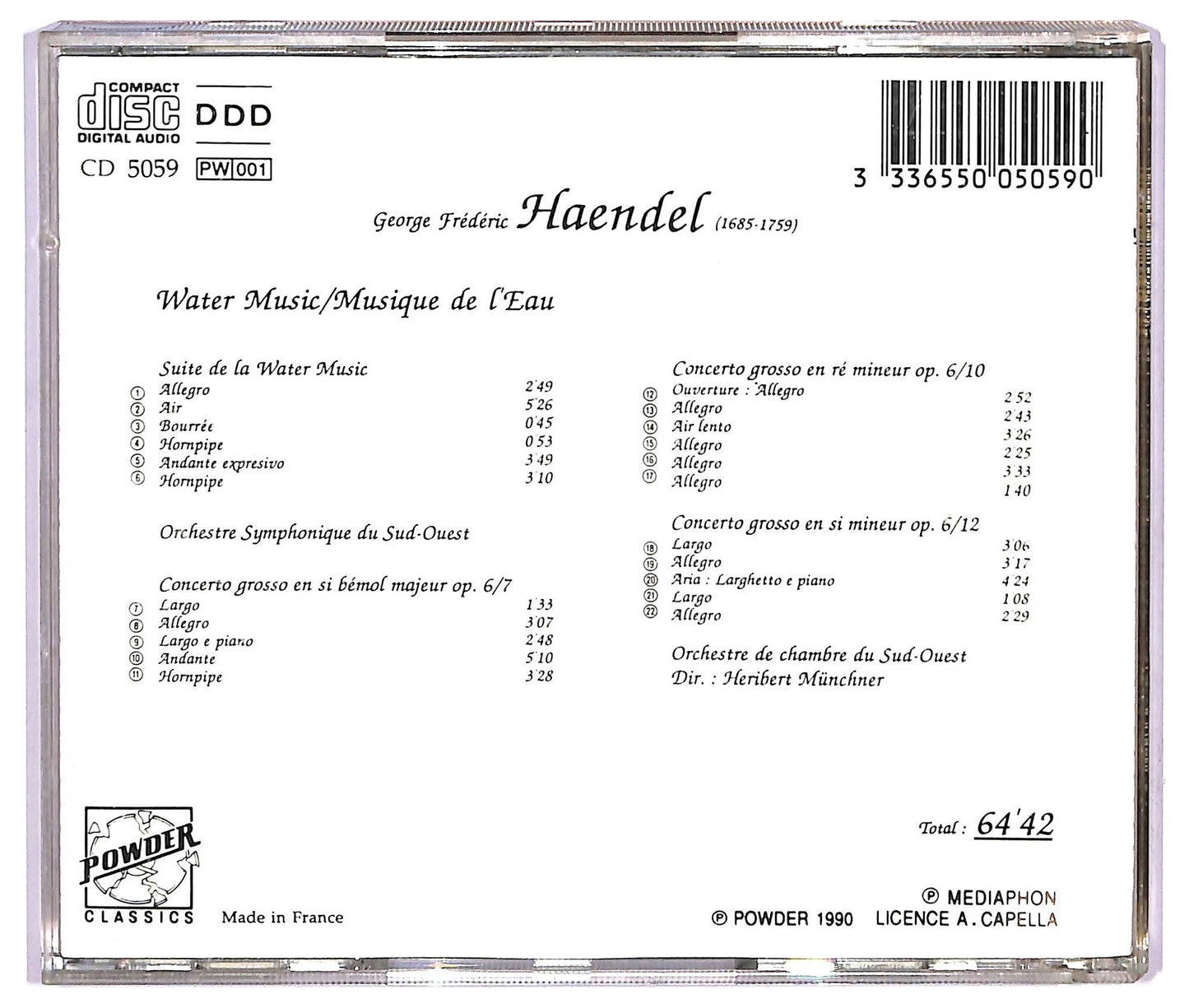 EBOND Handel - Water Music - 3 Concertos Grossos CD CD065553