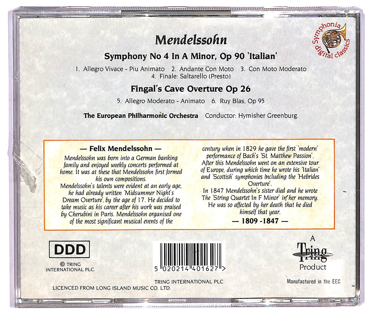 EBOND Mendelssohn - Symphony No.4 'Italian' CD CD065624