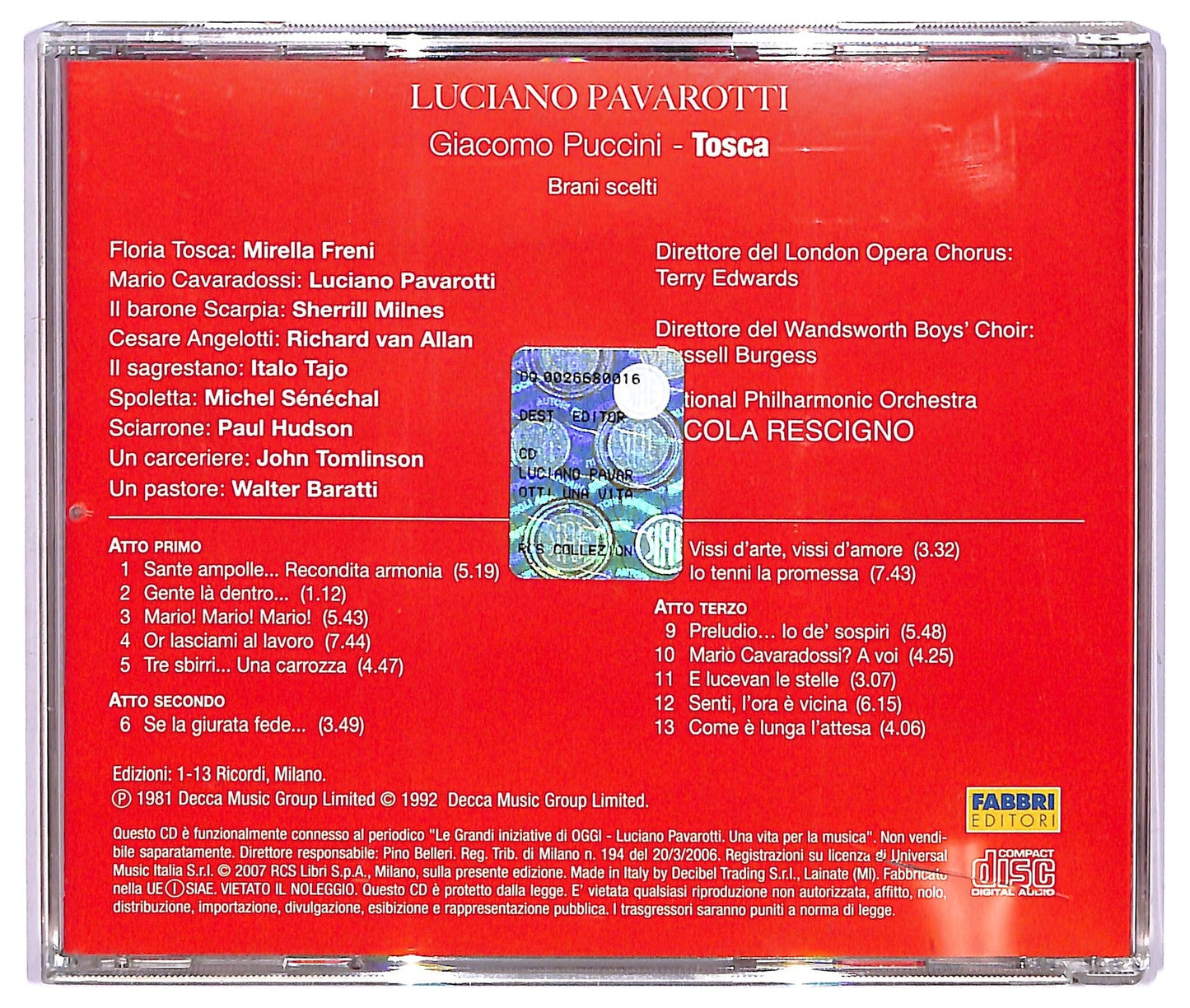 EBOND Giacomo Puccini Luciano Pavarotti - Tosca CD CD065640