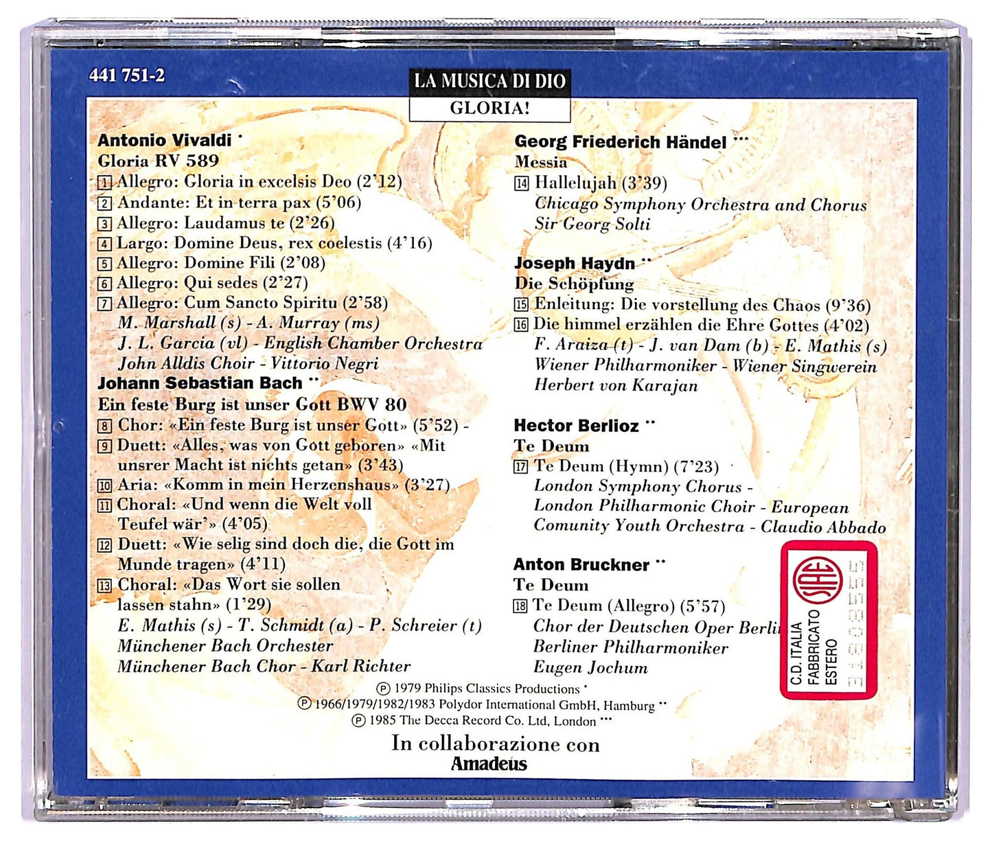 EBOND Vivaldi Bach Handel - Gloria! la musica di Dio CD CD065642
